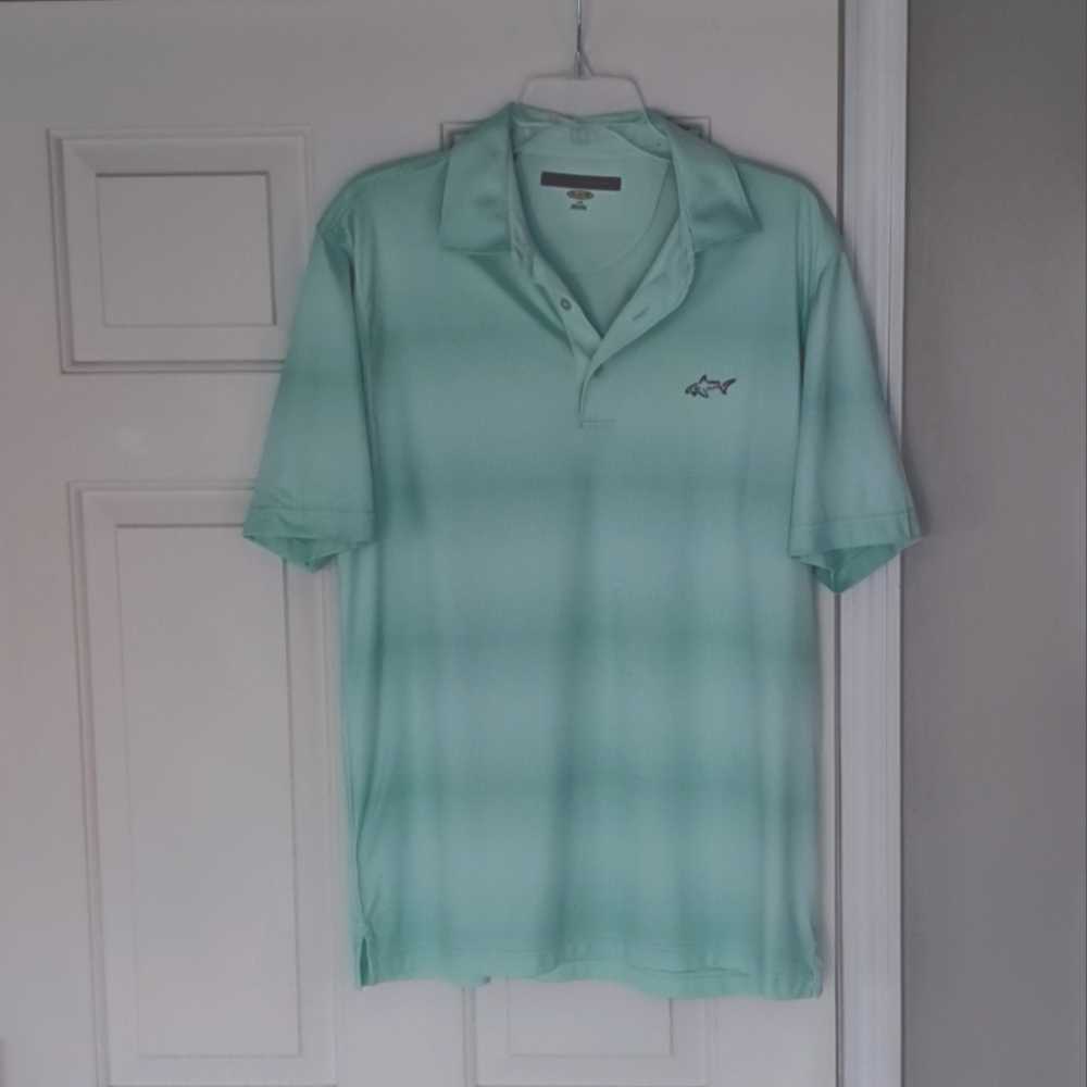 Greg Norman Mens golf Play Dry Lightweight Sports Green Polo Shirt. Size L.